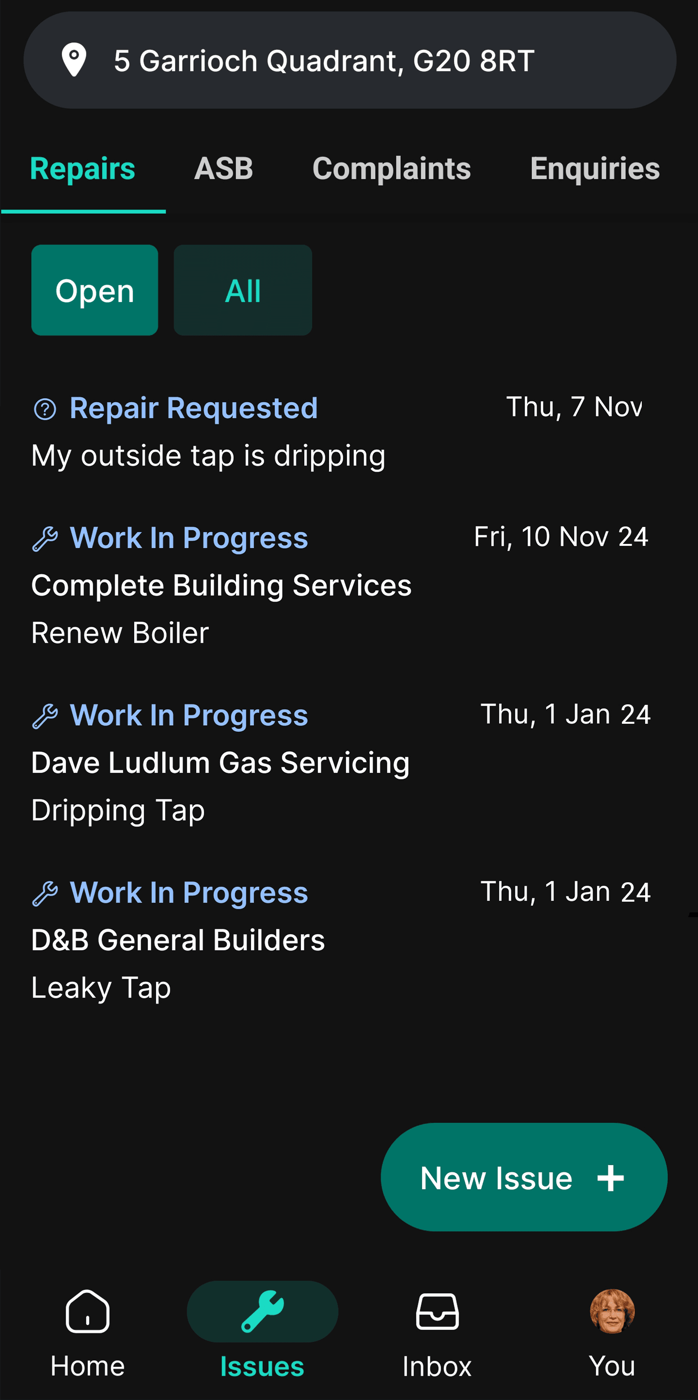 My Home Portal issues screenshot